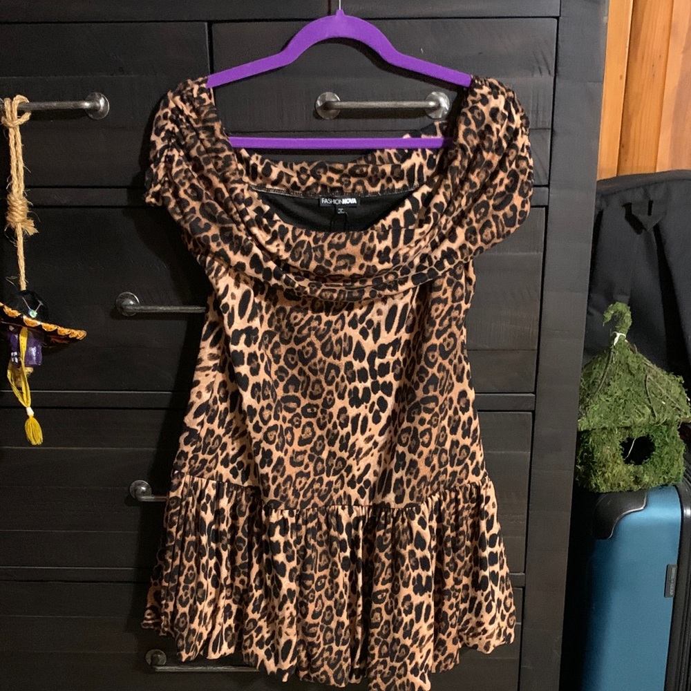 Fashion Nova Brown Leopard Mini Dress